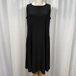 Sympli Canada Trapeze Tank Midi Dress Pockets Black Women's Size 8